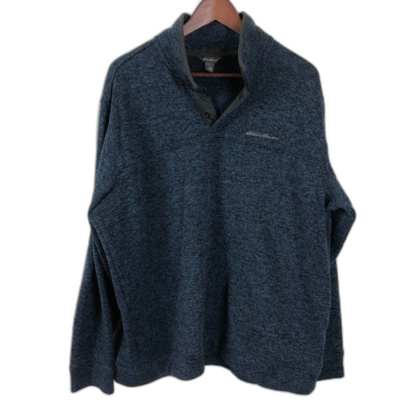 Eddie Bauer Blue Radiator Fleece Mock Snap Sweater Men's Size XXL - Picture 1 of 4